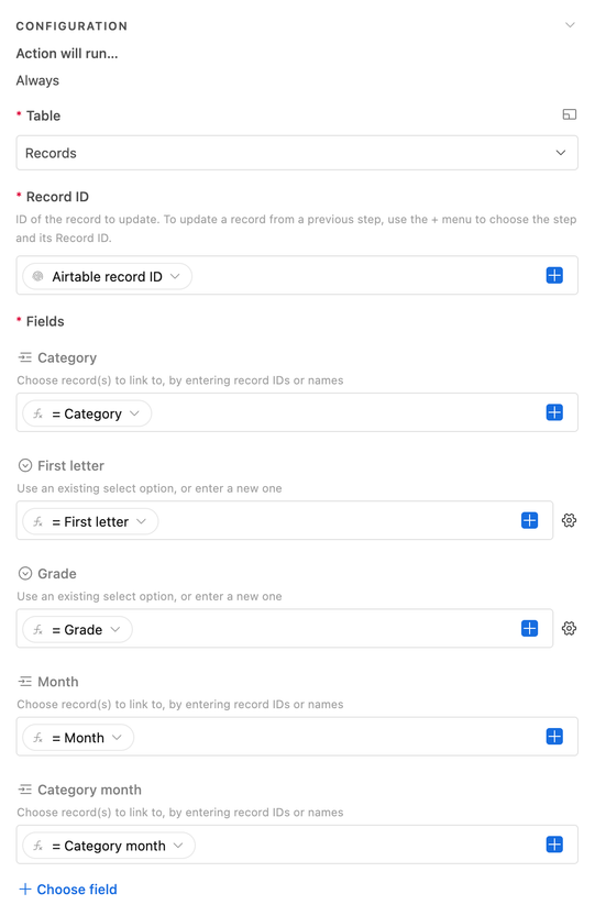 Pasting the value of all updated fields